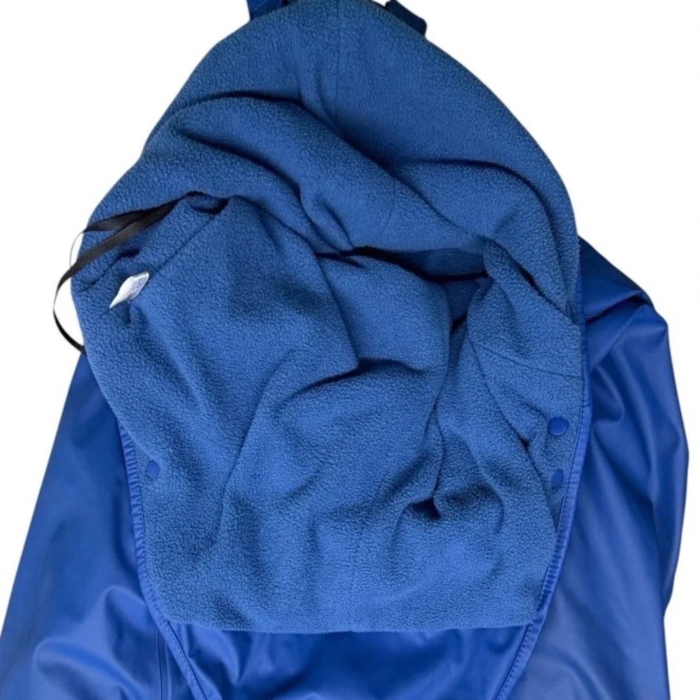 KIDS Blue Fleece Lined Waterproof Rain Bib Overalls Reflective Size 140 9-10Y